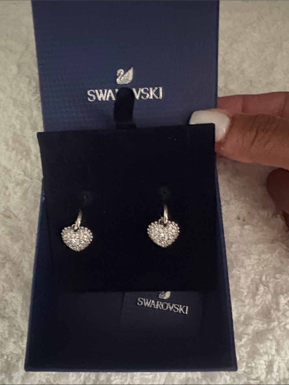 Swarovski Silver Crystal Heart Drop Earrings